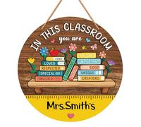 HEYINSHEN Personalized Teacher Door Sign in This Classroom You are Teacher Door Signs Classroom Welcome Wreath Personalized Teacher Wall Decor Sign Back To School Gifts for Teachers Must have
