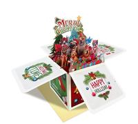 HEYINSHEN Pop Up Christmas Cards 3d Pop-up Christmas Card Dog Funny Pop Up Christmas Cards with Envelopes Pop Up Greeting Card Christmas Dogs Xmas Decor Supplies Xmas Gifts for Kids Woman Dog Lovers