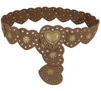 Heyjoin Hollow Wide Disc Belt for Women Leather Metal Buckle Belt Soft Durable Exaggerated Cowboy Waist Belts (Bronze Brown Love-M)