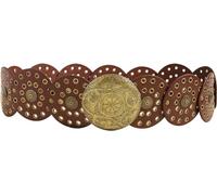 Heyjoin Hollow Wide Disc Belt for Women Out Round Leather Metal Buckle Belt Soft Durable Vintage Western Waist Belts (Bronze Brown A-L)