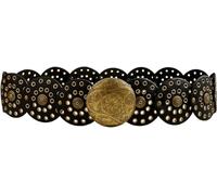 Heyjoin Hollow Wide Disc Belt for Women Out Round Leather Metal Buckle Belt Soft Durable Vintage Western Waist Belts (Bronze Black A-L)