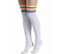 Heyjoin Rainbow Striped Knee High Socks Colorful Stockings for Women