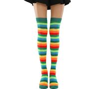 Heyjoin Rainbow Striped Knee High Socks Colorful Stockings for Women