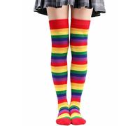 Heyjoin Rainbow Striped Knee High Socks Colorful Stockings for Women