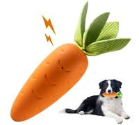 HEYKEY Dog Squeaky Chew Toys, Indestructible Suitable for Aggressive Chewers, Durable Natural Rubber Carrot Dog Toys Milk-Flavored Dog Teeth-Cleaning Toy for Puppy Medium Large Dogs, Orange