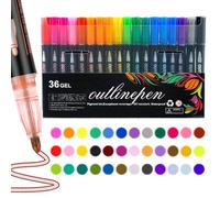 Heykomi 36-Color Coloring Lightstick Graffiti Pens, Outline Marker Pens, Shimmer Markers Outline Glitter Pens for Writing, Scrapbooking, Coloring (36PCS)