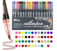 Heykomi 36-Color Coloring Lightstick Graffiti Pens, Outline Marker Pens, Shimmer Markers Outline Glitter Pens for Writing, Scrapbooking, Coloring (48PCS)