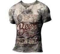 heykong857 Men's 3D Printed Short Sleeve T-Shirt Tops Oversized V-Neck Button Summer Plus Size T-Shirts