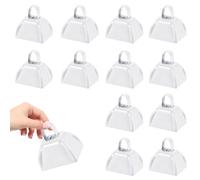 HEYLEAYAR 3Inch Cowbells for Sporting Events,12Pcs Metal Cow Bells Bulk Loud Noise Makers Cow Bell with Handle for Cheering Football Games Spirit Marathon Weddings Party Noisemakers, White