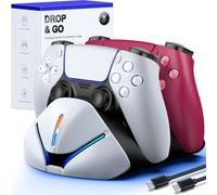HEYLICOOL PS5 Controller Charger Station for Playstation 5 Controllers, PS5 Controller Charging Station Accessories Dual PS5 Charging Dock Stand Charger with TYPE-C Cable