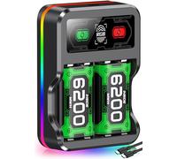 HEYLICOOL Rechargeable Battery Packs for Xbox Series X|S/One,2X6200mWh Fast Charging Xbox Controller Battery Packs Accessories with Charging Dock & RGB,for One X-box S/X/Elite