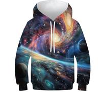 HEYLInUP Cosmic Planets Unisex Teen Boys Girls 3D Printed Hoodies Kids Sweatshirt Universe Hoody Jumper Athletic Casual Long Sleeve with Pockets Age 6-15 7-9Y