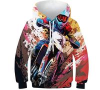 HEYLInUP Dirt Bike Unisex Teen Boys Girls 3D Printed Hoodies Kids Sweatshirt Motocross Bike Pullover Tops Funny Clothes Long Sleeve with Pockets Age 6-15 7-9Y