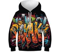 HEYLInUP Graffiti Style Unisex Teen Boys Girls 3D Printed Hoodies Kids Sweatshirt Street Culture Pullover Hooded Athletic Casual Long Sleeve with Pockets Age 6-15 9-11Y