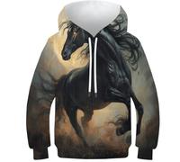HEYLInUP Horse Unisex Teen Boys Girls 3D Printed Hoodies Kids Sweatshirt Grassland Animals Hoody Jumper Funny Clothes Long Sleeve with Pockets Age 6-15 12-14Y