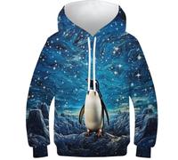 HEYLInUP Penguin Unisex Teen Boys Girls 3D Printed Hoodies Kids Sweatshirt Cartoon Animals Hoody Jumper Novelty Coat Long Sleeve with Pockets Age 6-15 7-9Y
