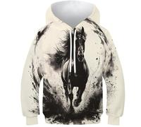 HEYLInUP Running Horse Unisex Teen Boys Girls 3D Printed Hoodies Kids Sweatshirt Animals Pullover Tops Breathable Fashion Lightweight Long Sleeve with Pockets Age 6-15 13-15Y