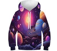 HEYLInUP Space Planet Unisex Teen Boys Girls 3D Printed Hoodies Kids Sweatshirt Cosmic Galaxies Pullover Jumper Cool Funny Graphic Long Sleeve with Pockets Age 6-15 9-11Y