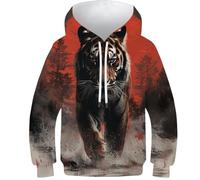 HEYLInUP Tiger Unisex Teen Boys Girls 3D Printed Hoodies Kids Sweatshirt King of Beasts Funny Pullover Novelty Coat Long Sleeve with Pockets for 6-15 Years 7-9Y