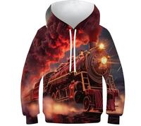HEYLInUP Train Unisex Teen Boys Girls 3D Printed Hoodies Kids Sweatshirt Vehicle Hoody Jumper Cool Funny Graphic Long Sleeve with Pockets for 6-15 Years 13-15Y