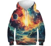 HEYLInUP Universe Planet Unisex Teen Boys Girls 3D Printed Hoodies Kids Sweatshirt Outer Space Pullover Tops Novelty Coat Long Sleeve with Pockets for 6-15 Years 9-11Y