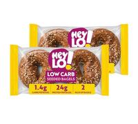 HeyLO Low Carb Seeded Keto Bagels, 1.4g Carbs & 24g Protein per Bagel | Low Sugar, High Protein & Fibre, Blood Sugar Management, Bread Alternative, 2 Pack