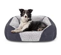 Heymamba Dog Bed Medium Washable Dog Beds with 20cm High Sides, Dog Sofa Bed Filled with 1.3kg High-Density Cotton, Provide Neck & Waist Support for Medium Dogs Such as Dachshund, 64x53x20cm