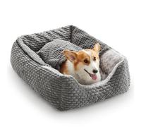 Heymamba Dog Cave Bed Machine Washable, Dog Bed Medium Fill with Fiber Cotton to Support Neck&Head, Zipper Disassembly Hooded Bed fit 14-18kg Medium French Bulldog, 66x55x21cm