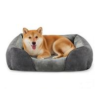 Heymamba Dogs Bed Medium Grey Mixed Filled with 1.3Kg Particle Memory Sponge and High Density Cotton, Machine Washable Dogs Sofa Bed and Medium Dog Beds with 21cm High Side for Dachshund, 66x55x21cm