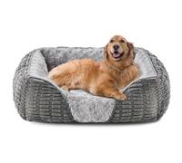 Heymamba Large Dog Bed Rectangle, Calming Dog Bed with Opening&Fluff Outward Design, Dog Beds Clearance has Machine Washable Fabric, 75x61x23cm