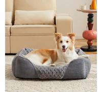 Heymamba Medium Dog Bed Mixed Filled with Large Particle Memory Sponge and Cotton, Machine Washable Dogs Sofa Bed and Dog Beds, Dogs Bed Medium Grey with 21cm High Side for Dachshund, 66x55x21cm