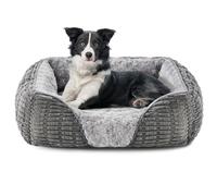 Heymamba Medium Dog Bed with 20cm High Side, Dog Beds Medium Washable Dog Sofa Bed Filled with 1.3kg High-Density Cotton 64x53x20cm, Provide Head/Neck/Waist Support for Dachshund/Jack Russell