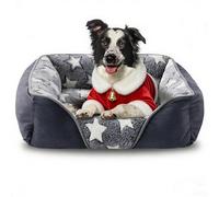 Heymamba Medium Dog Bed with 20cm High Side, Dog Beds Medium Washable Dog Sofa Bed Filled with 1.3kg High-Density Cotton Easily Support 16-20Kg Corgi/Dachshund/Jack Russell, 64x53x20cm