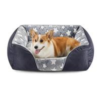 Heymamba Small Dog Bed Puppy Bed and External Fabric made of Bone, Dog Cat Bed Small Pet Sofa with Warm and Skin Friendly Star Flannel, 51x48x16cm Suitable for Westie/Sausage/Corgi/Chihuahua
