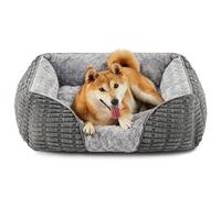 Heymamba Small Dog Bed Puppy Bed with Anti Bite Wheat Spike Design, Dog Cat Bed Small Pet Sofa with Breathable and Skin Friendly Rose Velvet, 51x48x16cm Suitable for Corgi/Chihuahua/French Bulldog