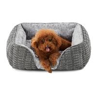 Heymamba Small Dog Bed Puppy Bed with Anti Bite Wheat Spike Design, Dog Cat Bed Small Pet Sofa with Breathable and Skin Friendly Rose Velvet, Suitable for Chihuahua/French Bulldog,49x48x16cm