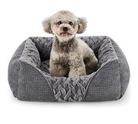Heymamba Small Dog Beds Puppy Bed with Corduroy Corn-Grain Pet Material, Dog Cat Bed with Soft Rabbit Fur Inside Small Pet Sofa for French Bulldog/Chihuahua/Teddy/kitten, 53x50x17cm