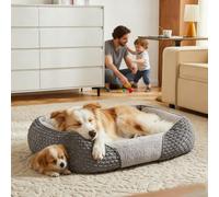 Heymamba Zipper Detachable Dogs Bed Medium Mixed Filled with 1.3Kg Particle Memory Sponge&Cotton, Machine Washable Dogs Sofa Bed Medium Dog Beds Grey with 21cm High Side for Dachshund, 66x55x21cm