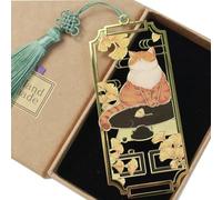 HeyMila Cute Metal Cat Bookmark with Gift Box - Ideal Gifts for Kids, Teachers, Students, Cat Lovers and Bookworms, orange
