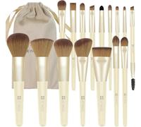 HEYMKGO 16pcs Makeup Brushes with Travel Pouch,Professional Wooden Handle Foundation Brush, Concealer Brush & Complete Makeup Brush Set for Flawless Makeup.