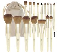 HEYMKGO 16pcs Makeup Brushes with Travel Pouch,Professional Wooden Handle Foundation Brush, Concealer Brush & Complete Makeup Brush Set for Flawless Makeup.