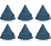 HEYMKGO 6 Pcs Powder Puff Makeup Puff Triangle Powder Puff Soft Powder Sponge Reusable Cosmetic Puff with Strap Wet Dry Dual-Use for Daily Makeup Foundation Cream Blush (Blue)