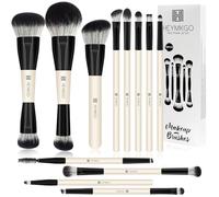 HEYMKGO Makeup Brushes 12PCS Double Ended Makeup Brush Set Professional Premium Synthetic Foundation Powder Contour Blush Blending Eyebrow Brush Eyeshadow Eyeliner Concealer Brush w/Storage Bag