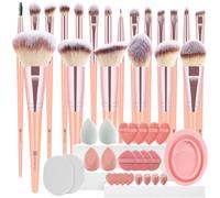 HEYMKGO Makeup Brushes 43Pcs Make-Up Brushes & Tools with Bag Premium Synthetic Bristles Foundation Concealers Blush Blending Eyeshadow Eyeliner Brow Lash Brush Travel Makeup Brushes Make Up Sponges