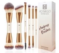 HEYMKGO Makeup Brushes 6-Piece Double End Brush Professional Foundation Contour Powder Blush Highlight Concealer Eyeshadow Makeup Brush Set for Liquid, Cream, Powder Cosmetic Tools