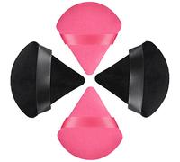 HEYMKGO Triangle Velvet Face Makeup Puffs, 4 Pcs Reusable Wet Dry Dual-Use Setting Powder Puffs for Pressed Powder & Mini Under Eye Facial Make Up