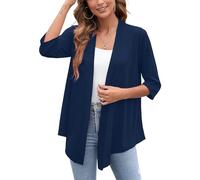 Heymoments Cardigan for Women Dark Blue 3X-Large Draped Open-Front 3/4 Sleeve Lightweight Casual Soft Drape Summer Fall Kimonos Cardigans
