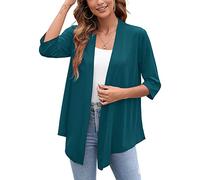 Heymoments Cardigan for Women Lake Blue Small Draped Open-Front 3/4 Sleeve Lightweight Casual Soft Drape Summer Fall Kimonos Cardigans