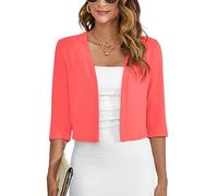 Heymoments Women's Thin Shrugs for Dresses Open Front Watermelon Red 2X-Large Knit Lightweight Coat Cropped Tops Shawls and Wraps Cardigan Dressy Sweater Clothes