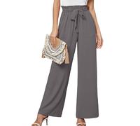 Heymoments Women's Wide Leg Dress Pants with Pockets Dark Grey X-Large Lightweight High Waisted Tie Knot Paperbag Dressy Palazzo Loose Paper Bag Comfy Business Casual Work Flowy Trousers